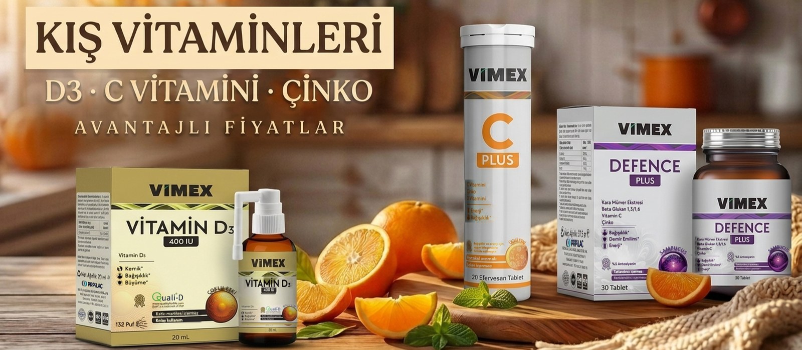 Kış vitaminleri: Vimex Vitamin D3, C Plus ve Defence Plus