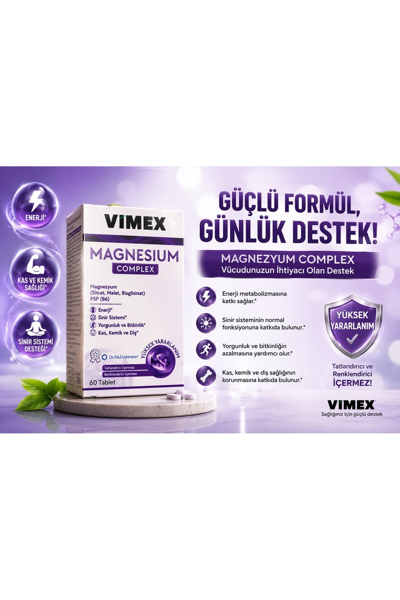 Vimex Magnezyum Bisglisinat Sitrat Malat 60 Tablet