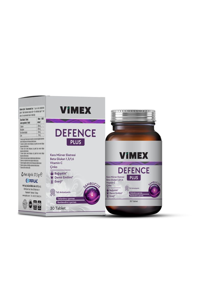Defence Plus 30 Tbl - C Vitamini, Bet Glukan, Kara Mürver, Çinko