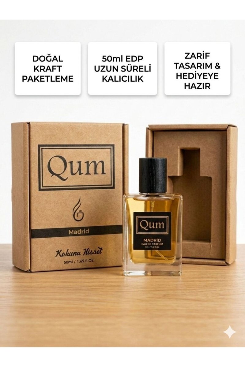 Madrid 50 ml Eau De Parfum (EDP) Kalıcı Unisex Parfüm – Şık Kraft Hediye Kutulu