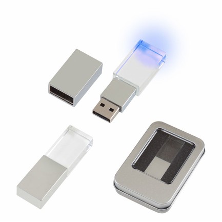 EF-139-16 KRİSTAL USB BELLEK 16 GB (MAVİ IŞIKLI)