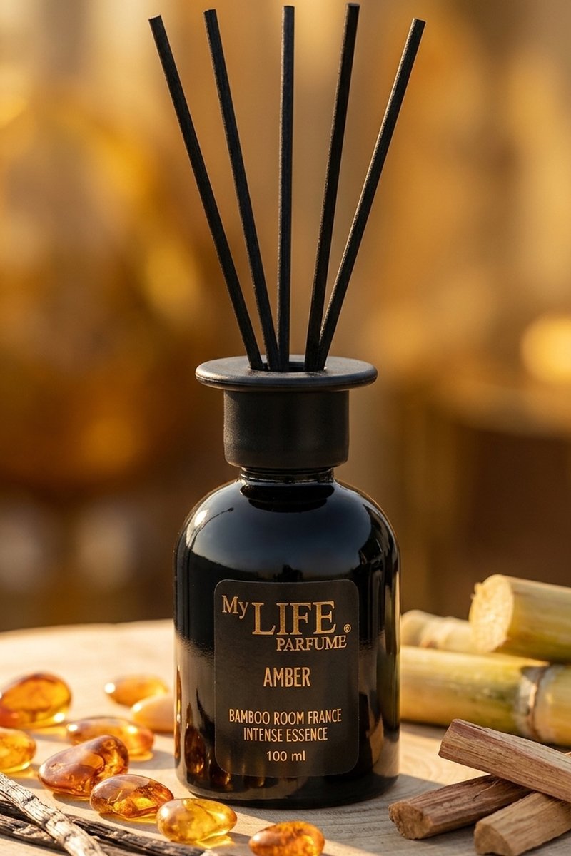 My Life Parfume Amber Bambu Çubuklu Oda Kokusu 100 ml | Amber, Vanilya, Sandal Ağacı, Misk